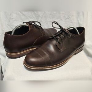HELM Bradley Leather Oxford Shoes Mens 10.5M Brown Cap Toe Made in Brazil